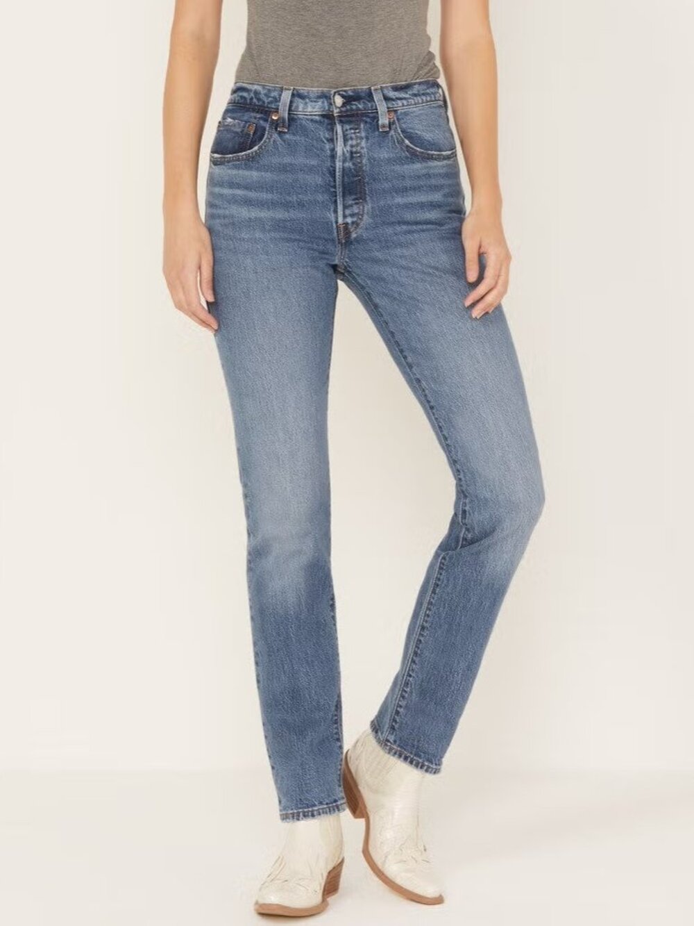 Levi's Womens 501 Worn In Jeans Medium Wash Button Fly 30x30